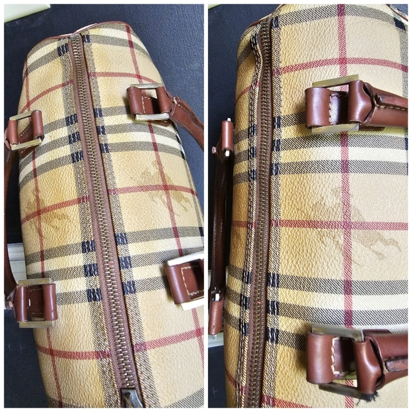 BURBERRY HAYMARKET CHECK BOSTON BAG Vintage - Picture 9 of 12